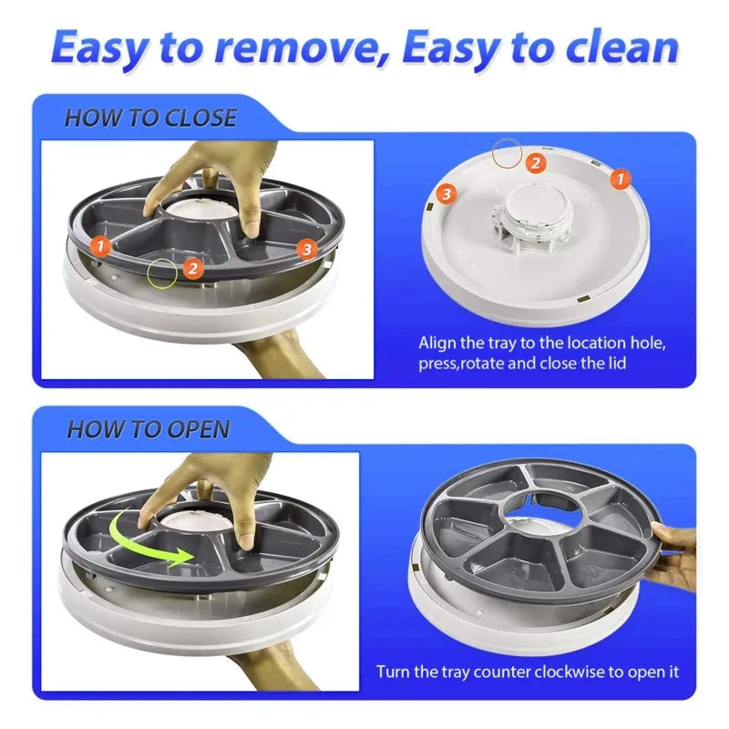 Automatic Pet Feeder Timing Feeder 6 Meals 6 Grids Cat Dog Electric Dry Food Dispenser Accessories Smart Control Pet Feeder