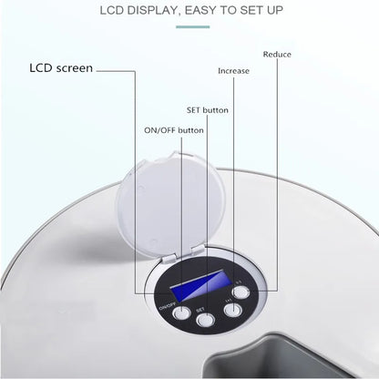 Automatic Pet Feeder Timing Feeder 6 Meals 6 Grids Cat Dog Electric Dry Food Dispenser Accessories Smart Control Pet Feeder