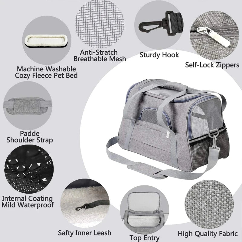 Travel pet bag portable for outdoor carrying one shoulder diagonal cross pet Bag foldable breathable Outgoing Pets Handbag